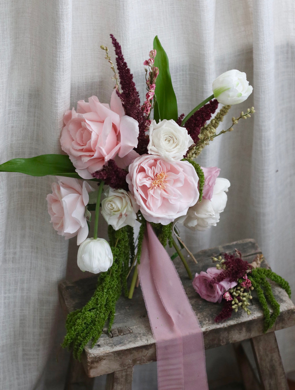 Gia blush Artificial & Preserved Rose Wedding Bouquet