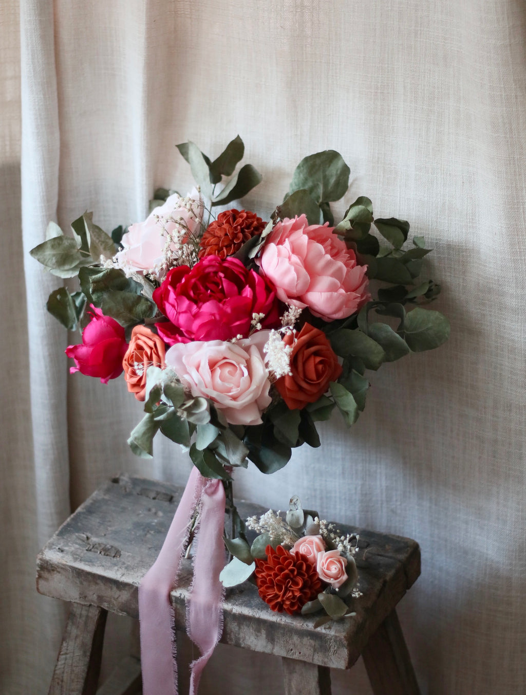 Cora Bright Pink & Orange Bridal Bouquet