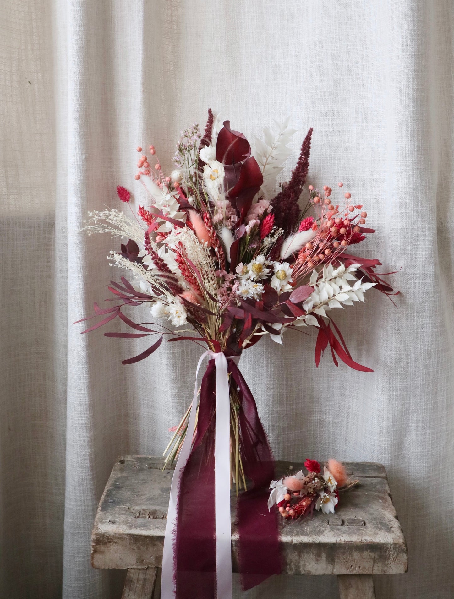 Magenta | Pink, Peach & Burgundy Dried Flower Bouquet