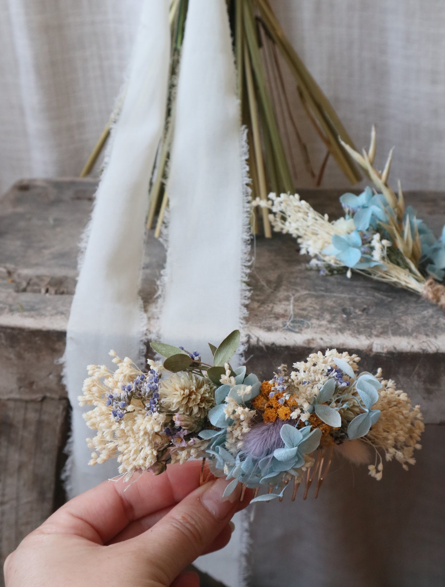 Lottie Blue, White & Yellow Bridal Bouquet