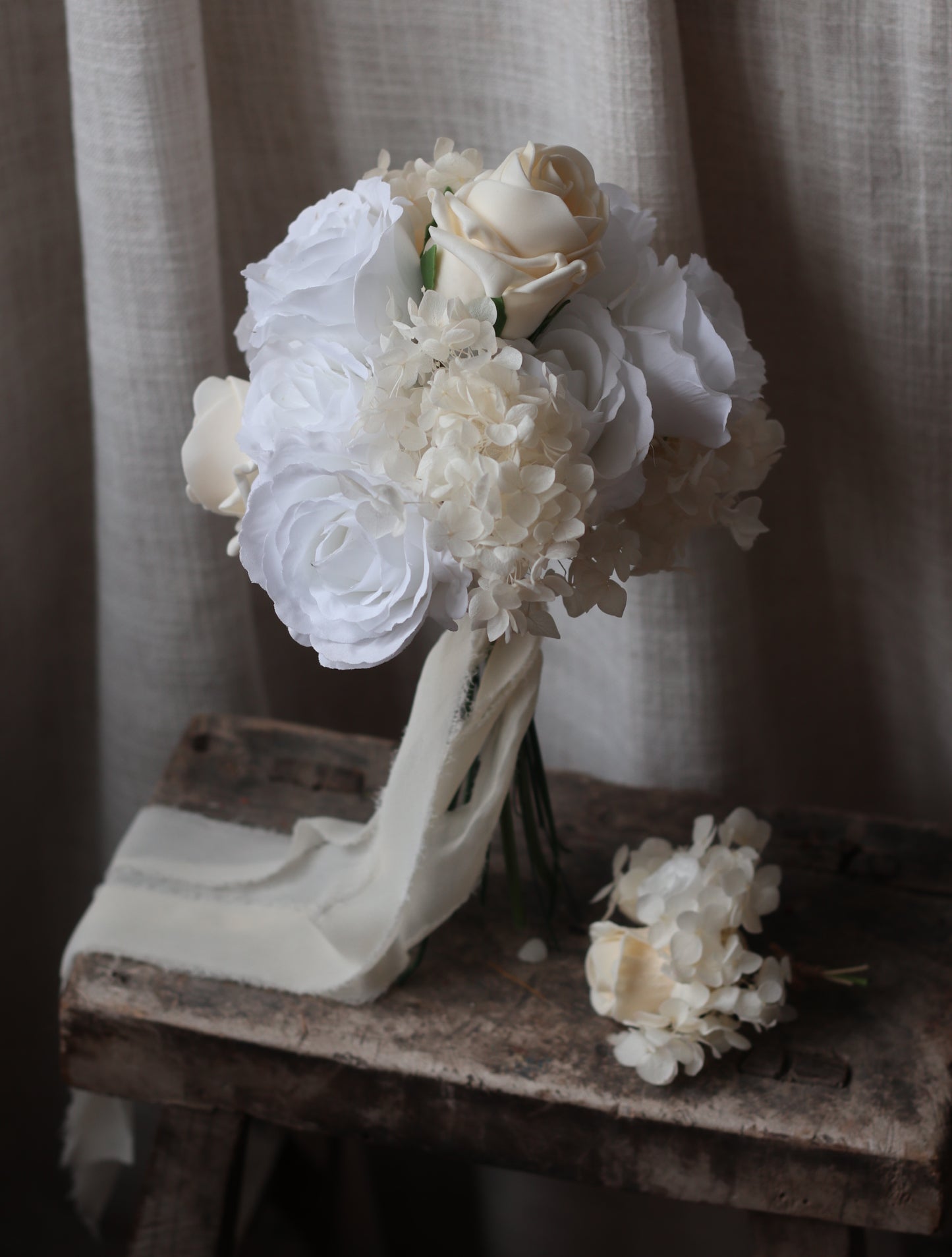 Ffion | White Rose & Hydrangea Bridal Bouquet