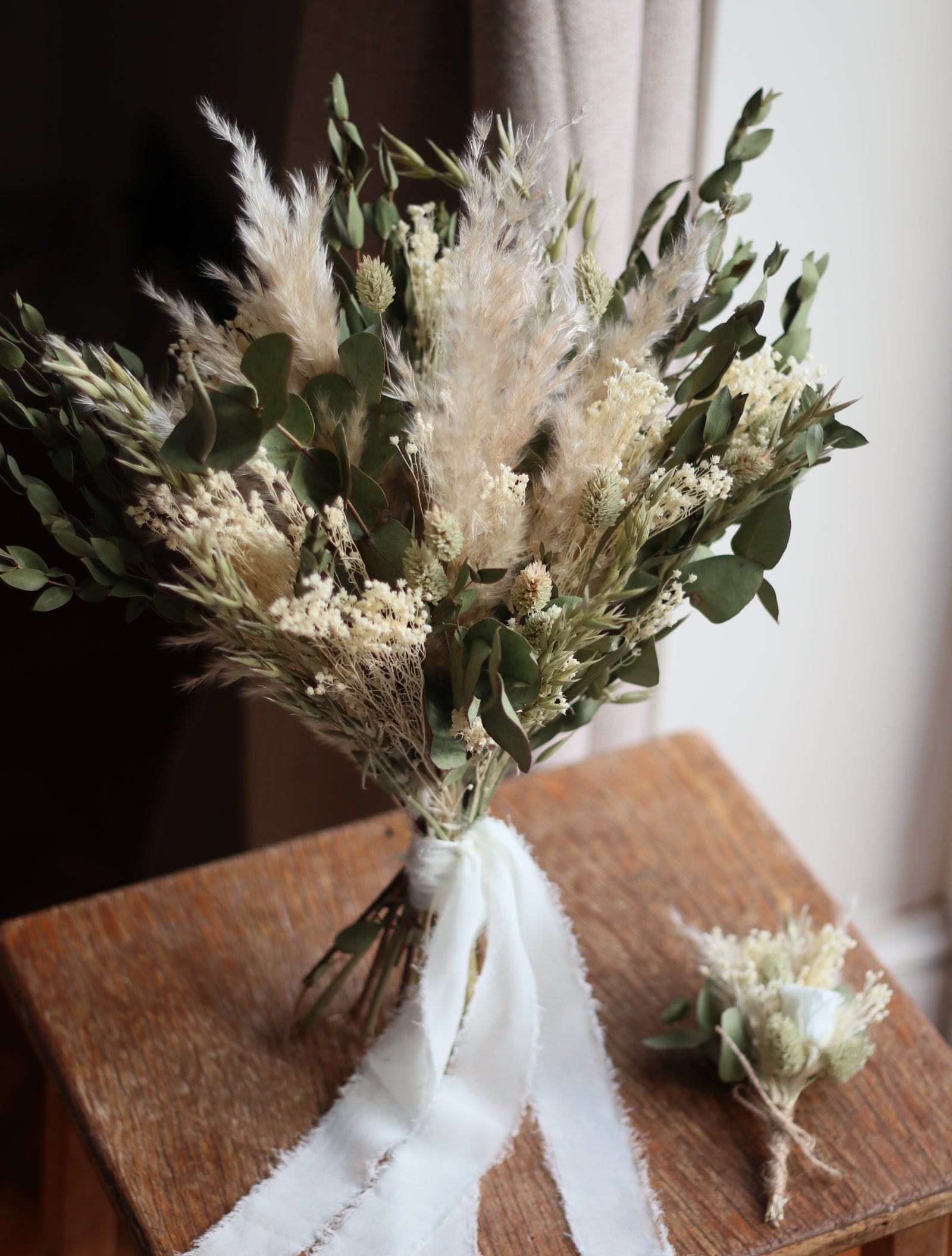 Edie Eucalyptus & Pampas Wedding Bouquet