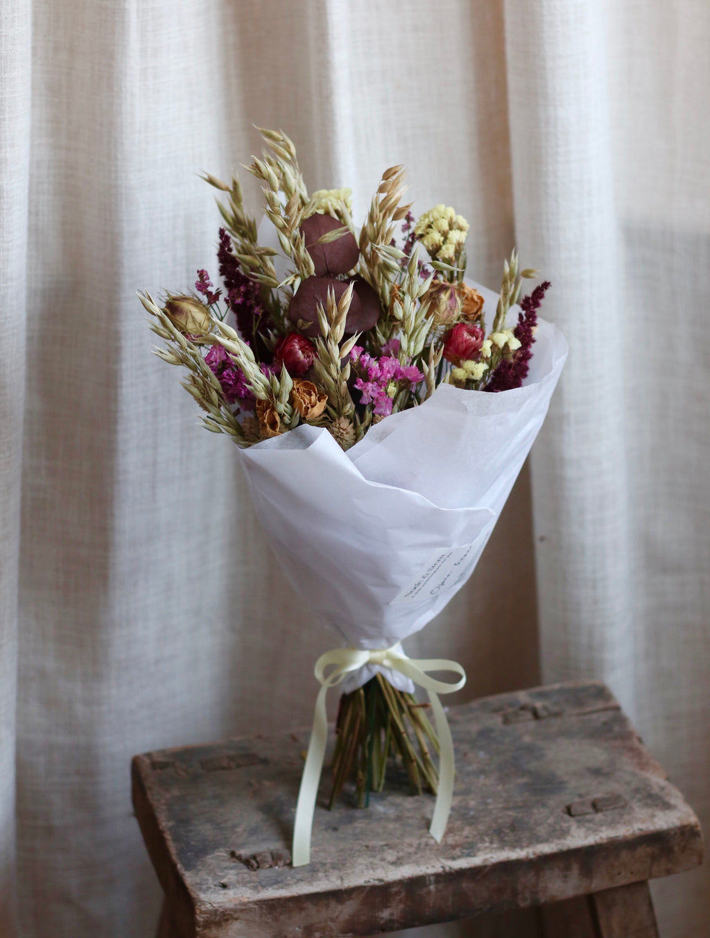 Mauve Burgundy Autumn Dried Flower Bouquet
