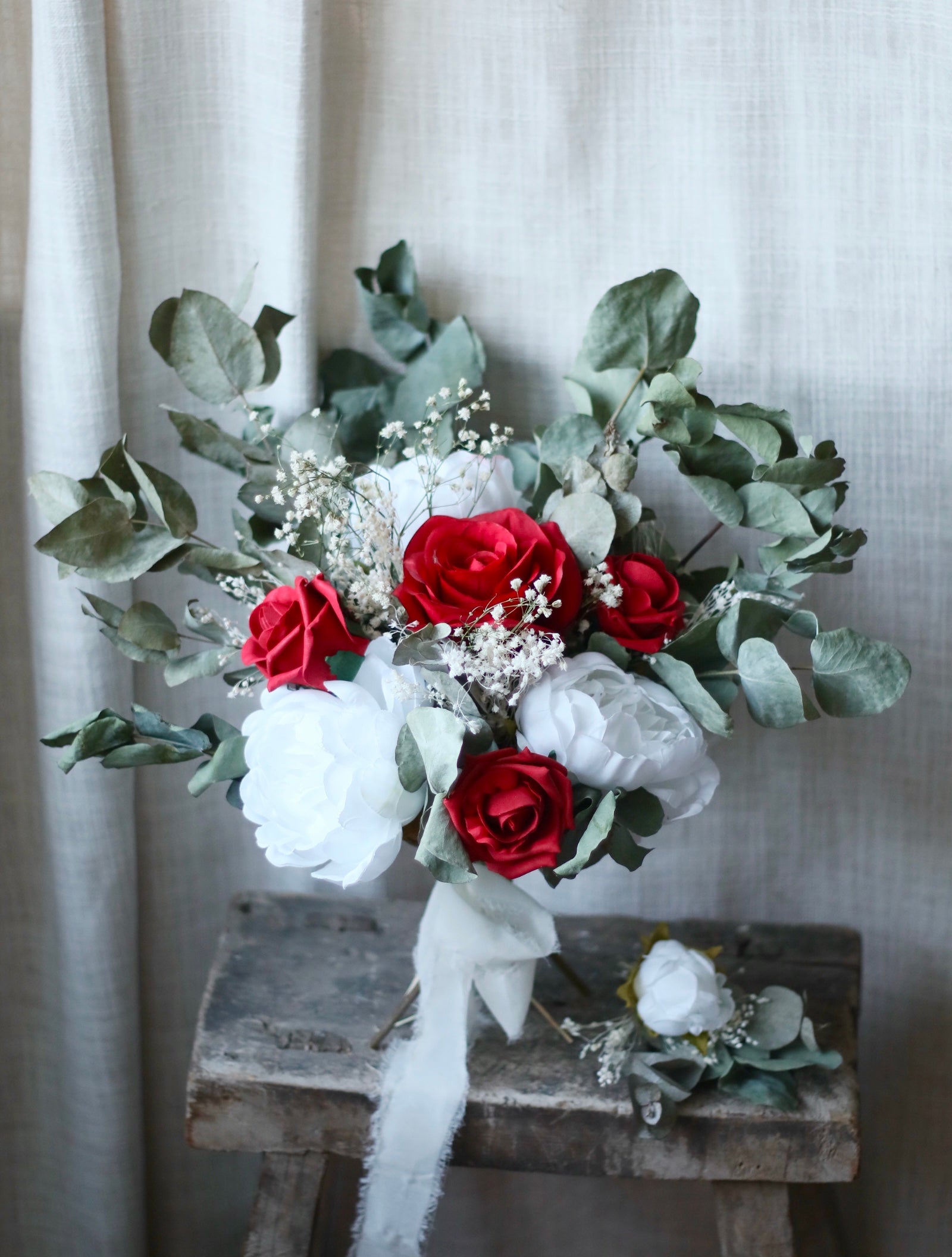 Scarlett White, Red & Green Bridal Bouquet