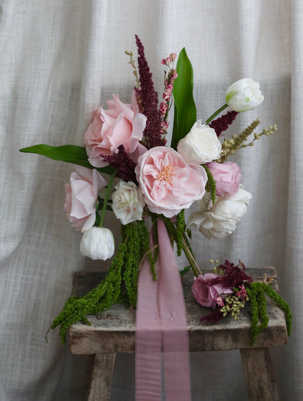 Gia blush Artificial & Preserved Rose Wedding Bouquet
