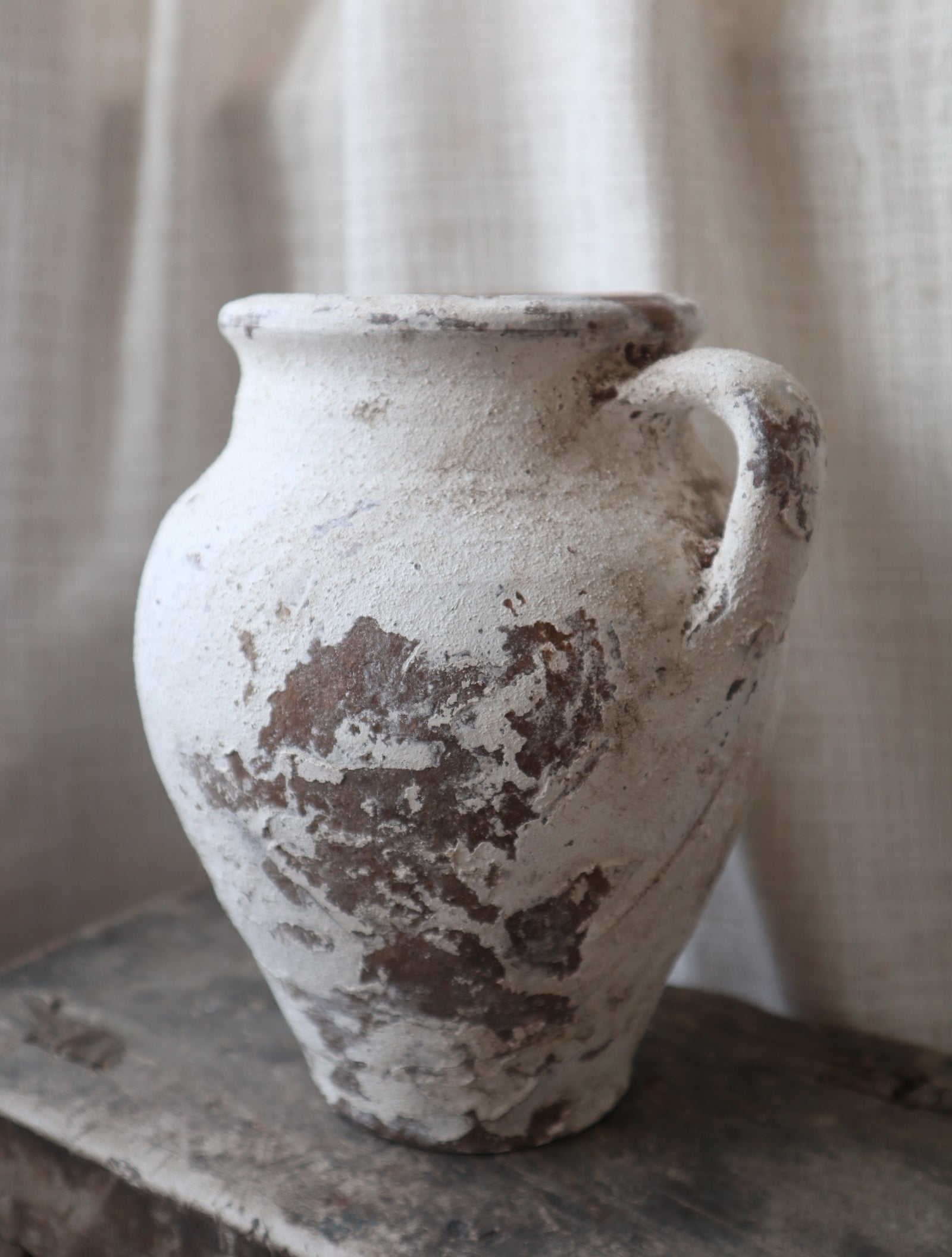 Antique White Rustic Vase