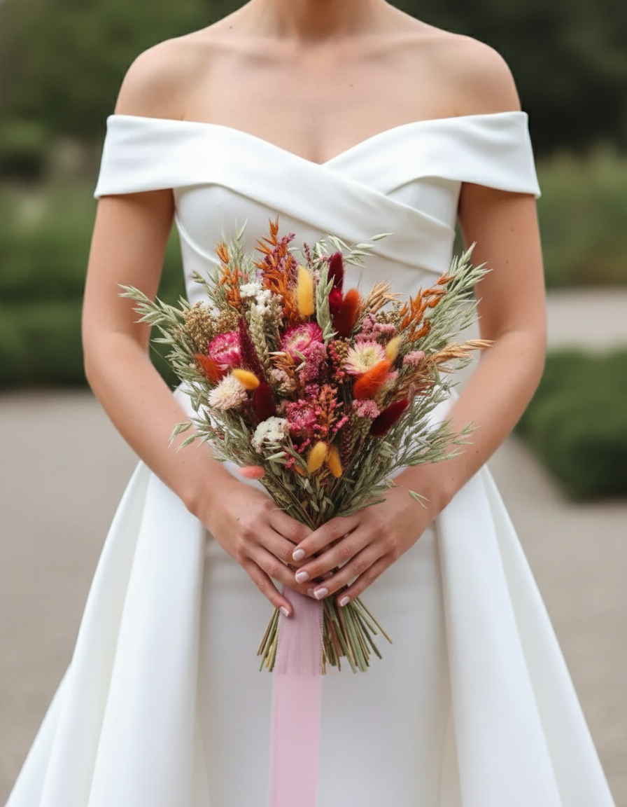 Enid Rustic Dried Flower Wedding Bouquet