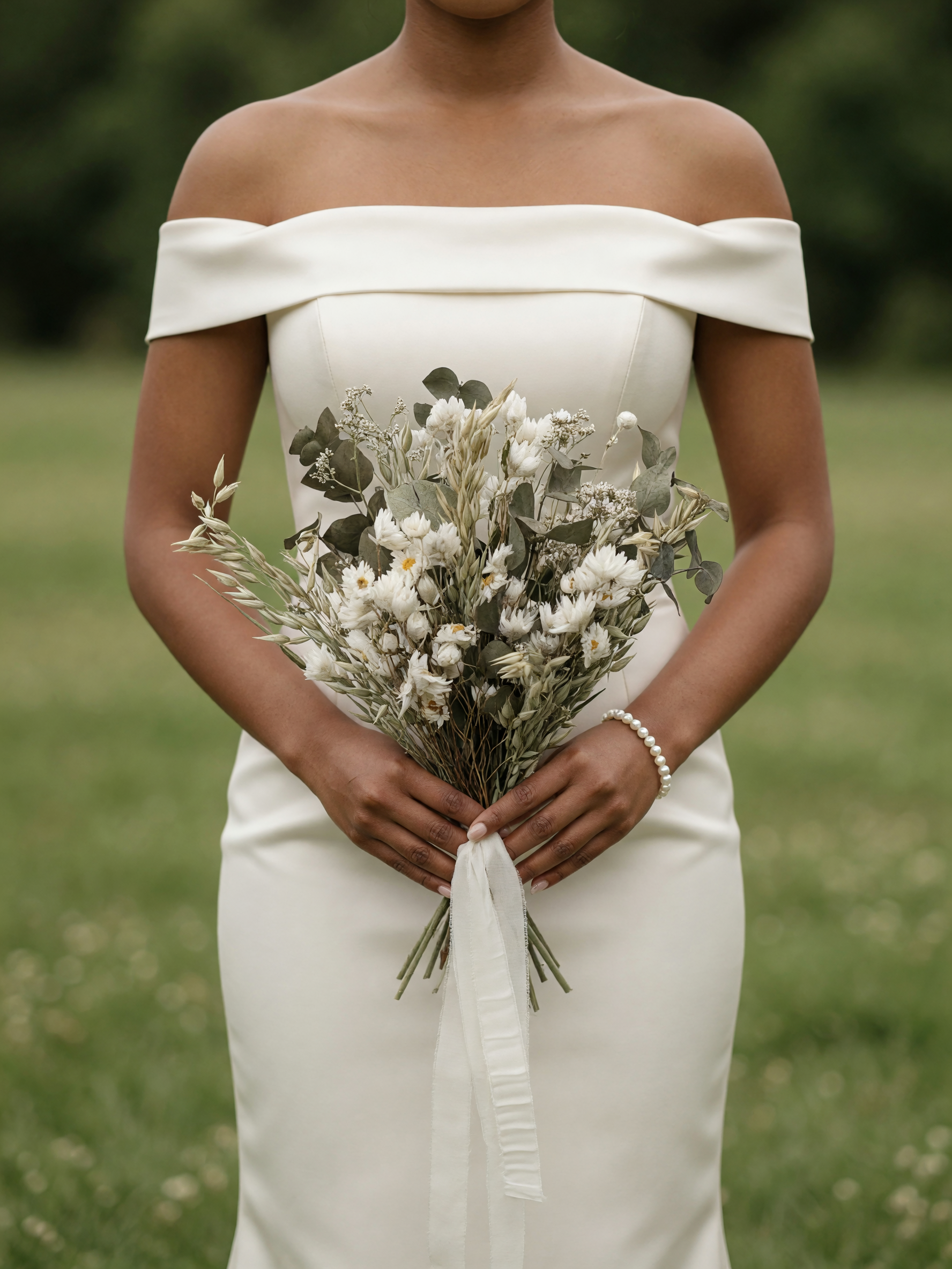Ottilie White Dried Flower Bridal Bouquet