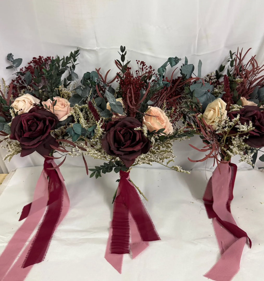 Ruby | Dark Burgundy, Green & Blush Wedding Bouquet