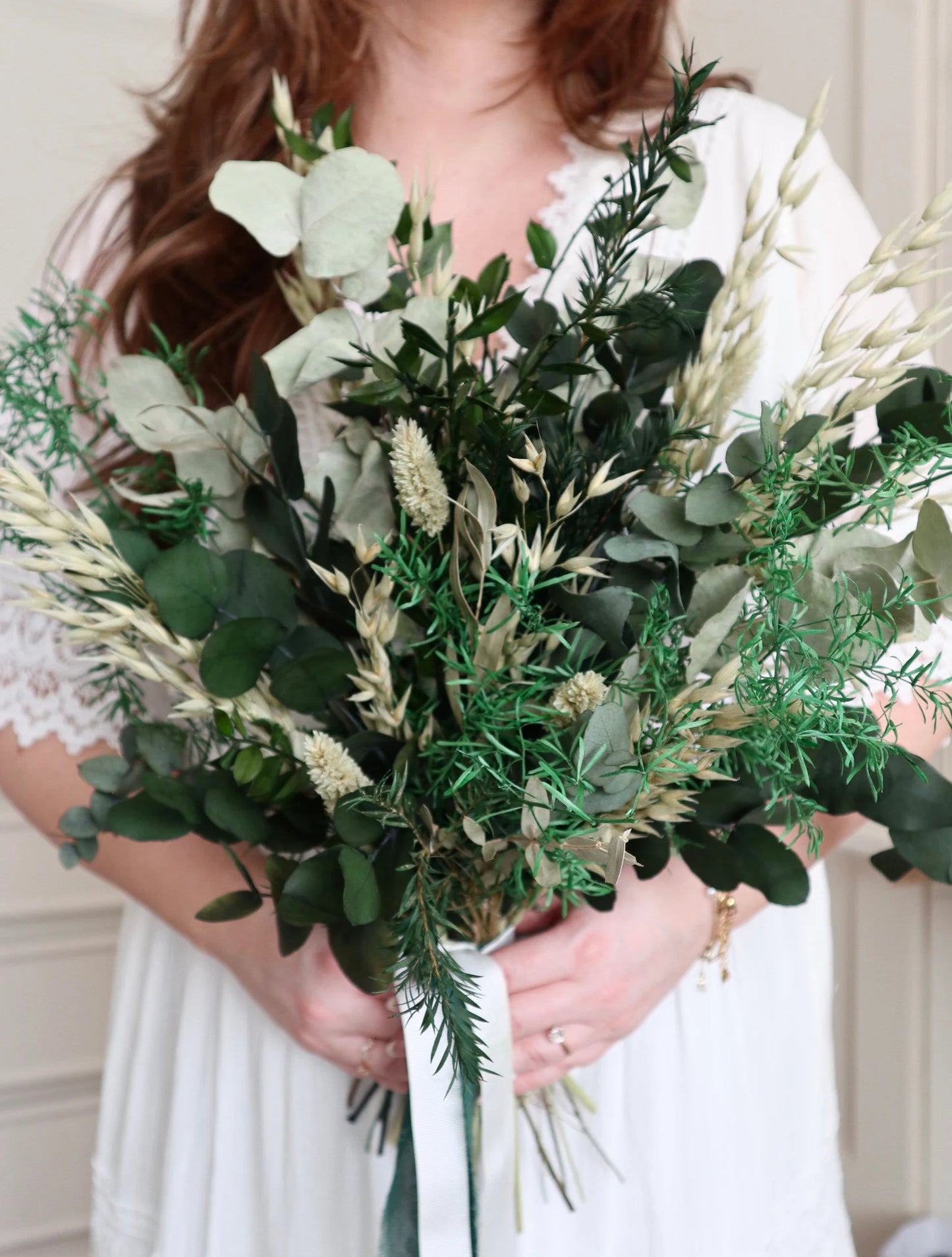 Emerald | Green Eucalyptus Dried Flower Wedding Bouquet