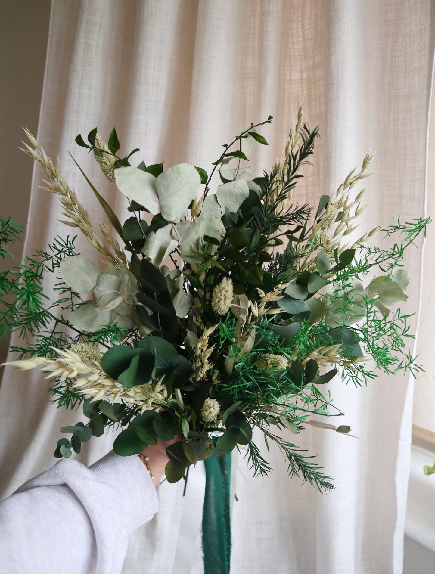 Emerald | Green Eucalyptus Dried Flower Wedding Bouquet