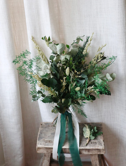 Emerald | Green Eucalyptus Dried Flower Wedding Bouquet