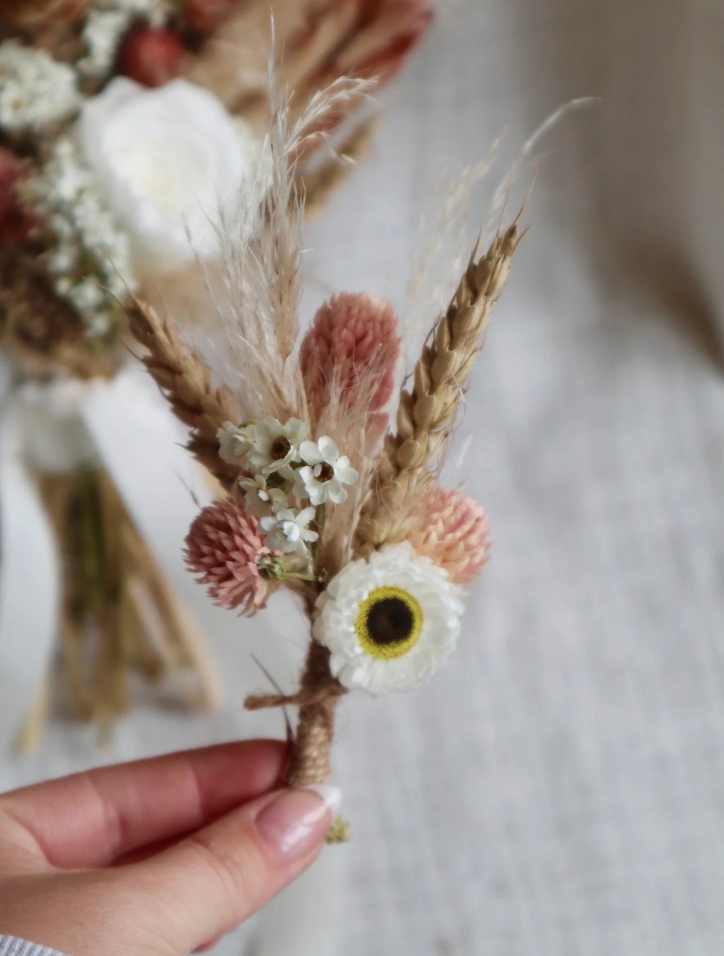 Grace | Pink & Neutral Dried Flower Wedding Bouquet