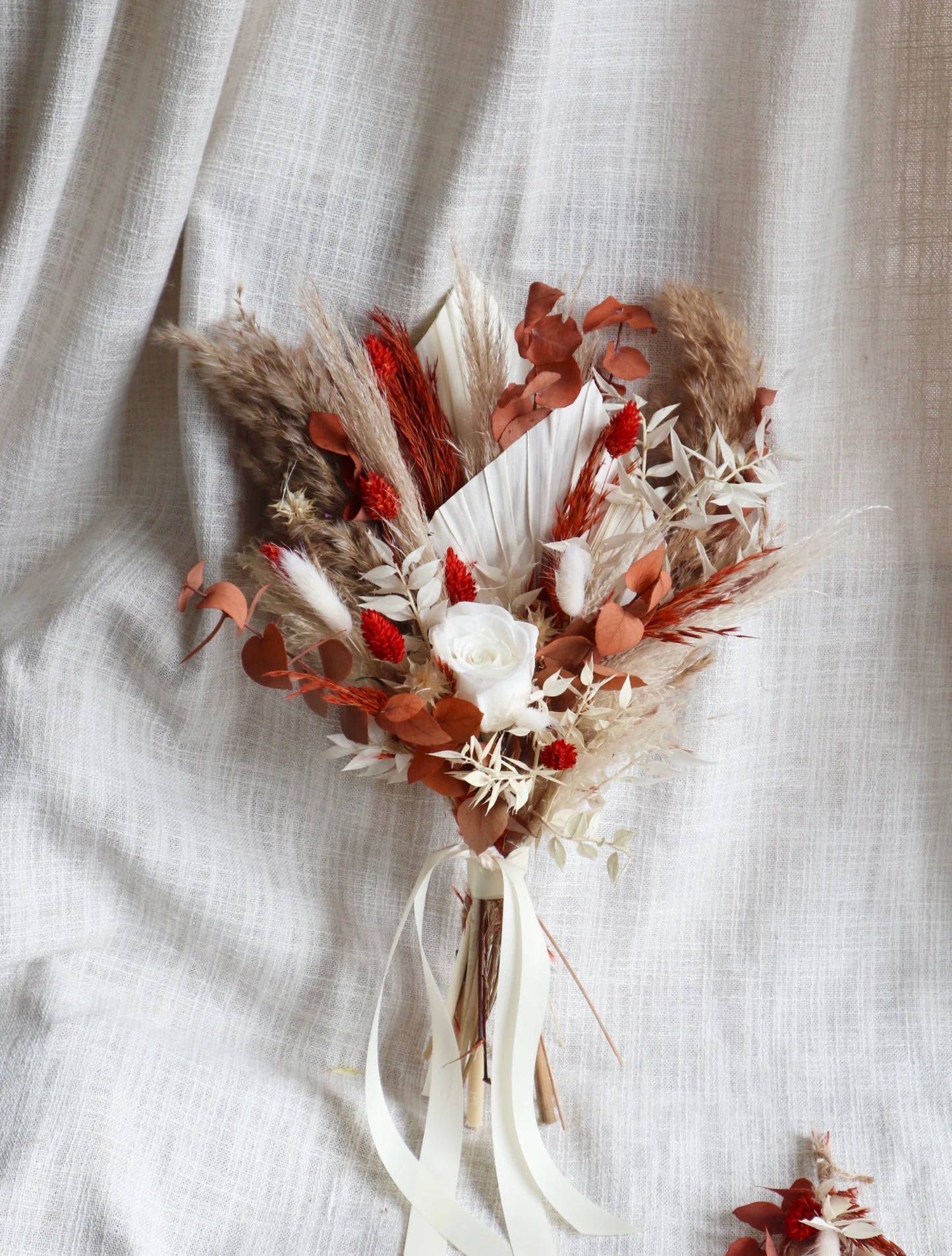 August | Preserved Rose & Burnt Orange Dried Flower Wedding Bouquet