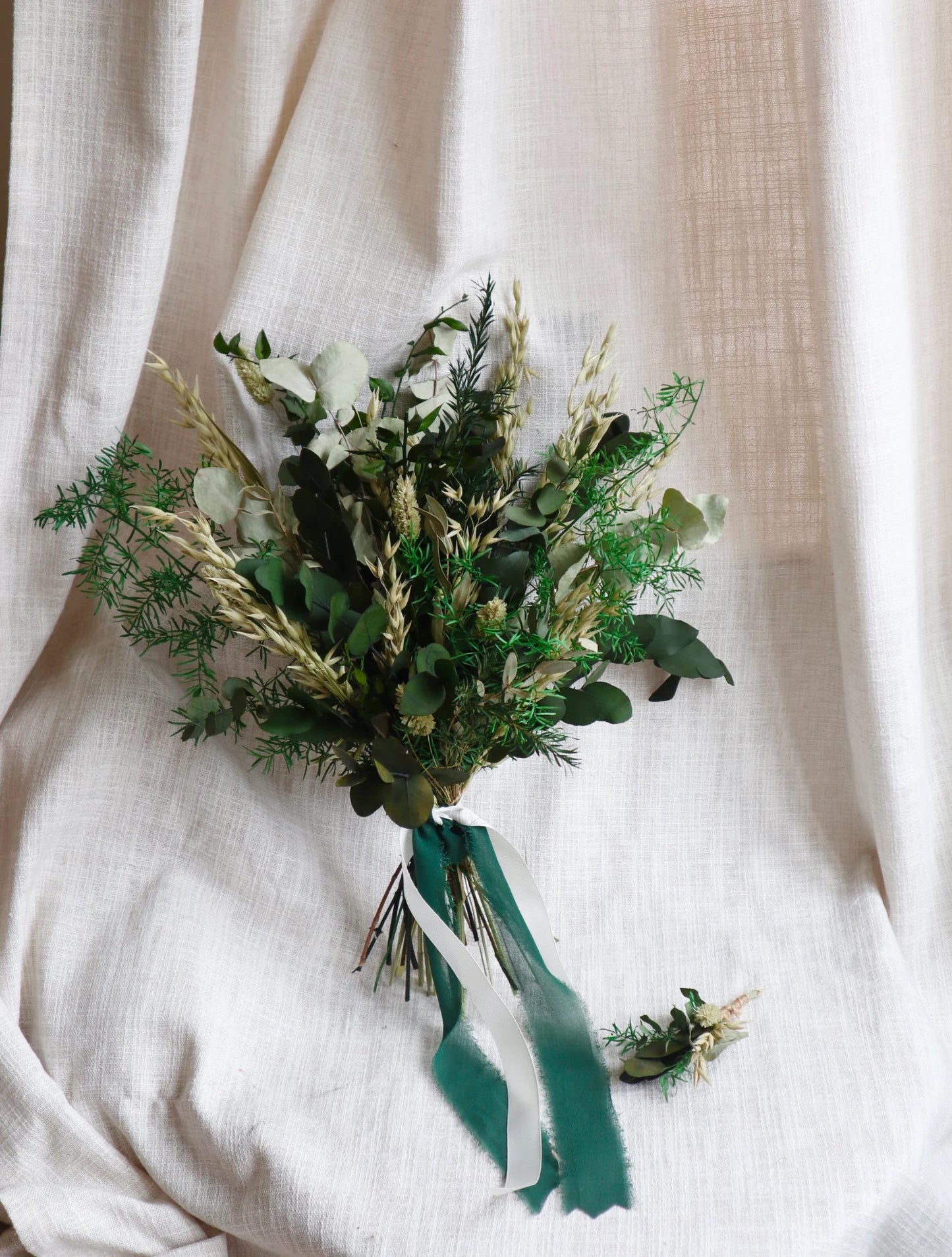 Emerald | Green Eucalyptus Dried Flower Wedding Bouquet