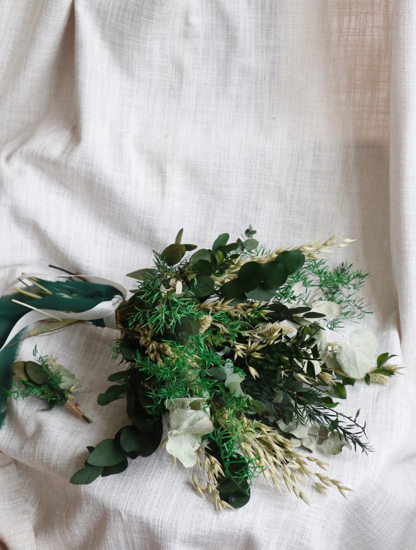 Emerald | Green Eucalyptus Dried Flower Wedding Bouquet