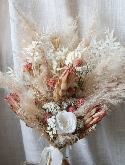 Grace | Pink & Neutral Dried Flower Wedding Bouquet