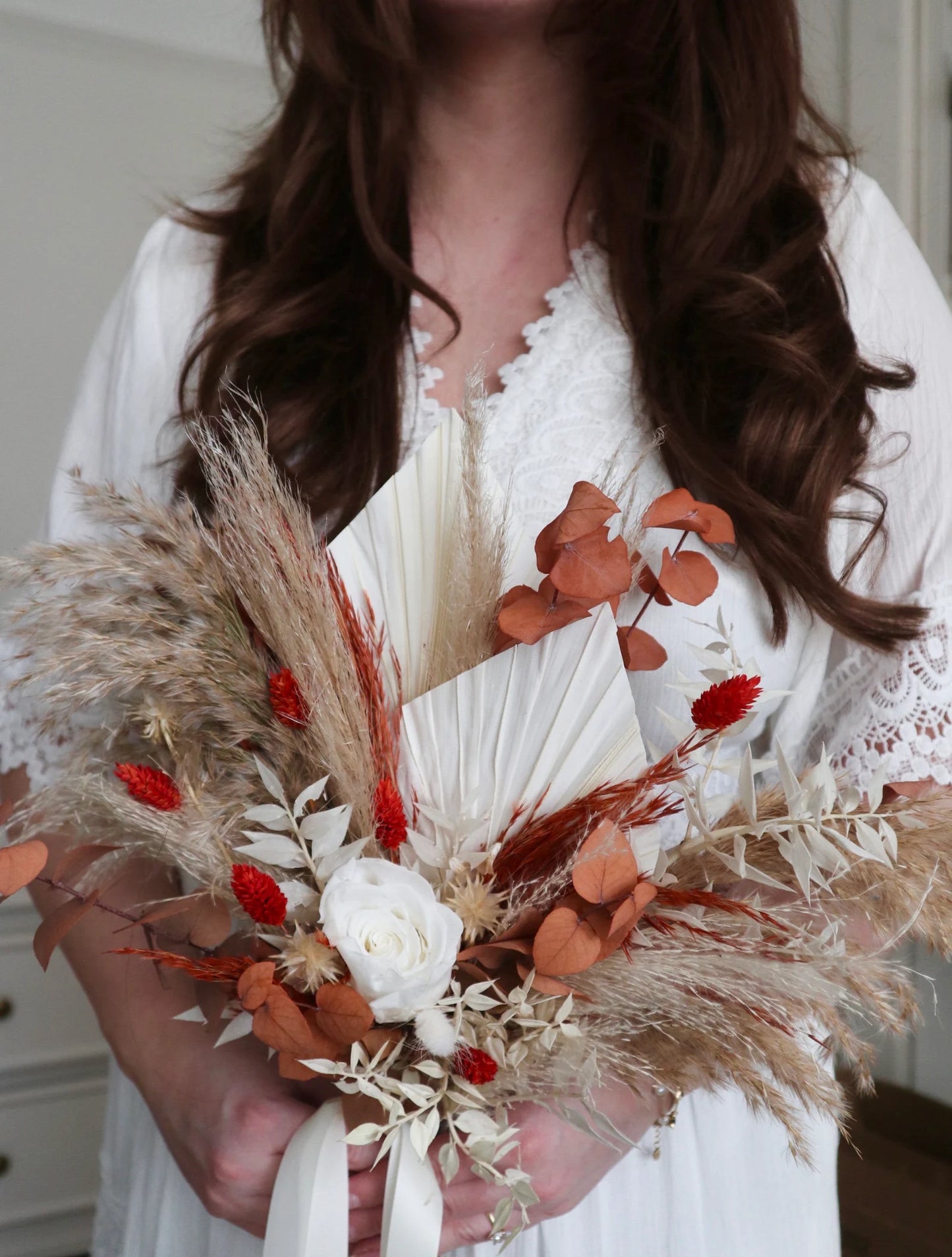 August | Preserved Rose & Burnt Orange Dried Flower Wedding Bouquet