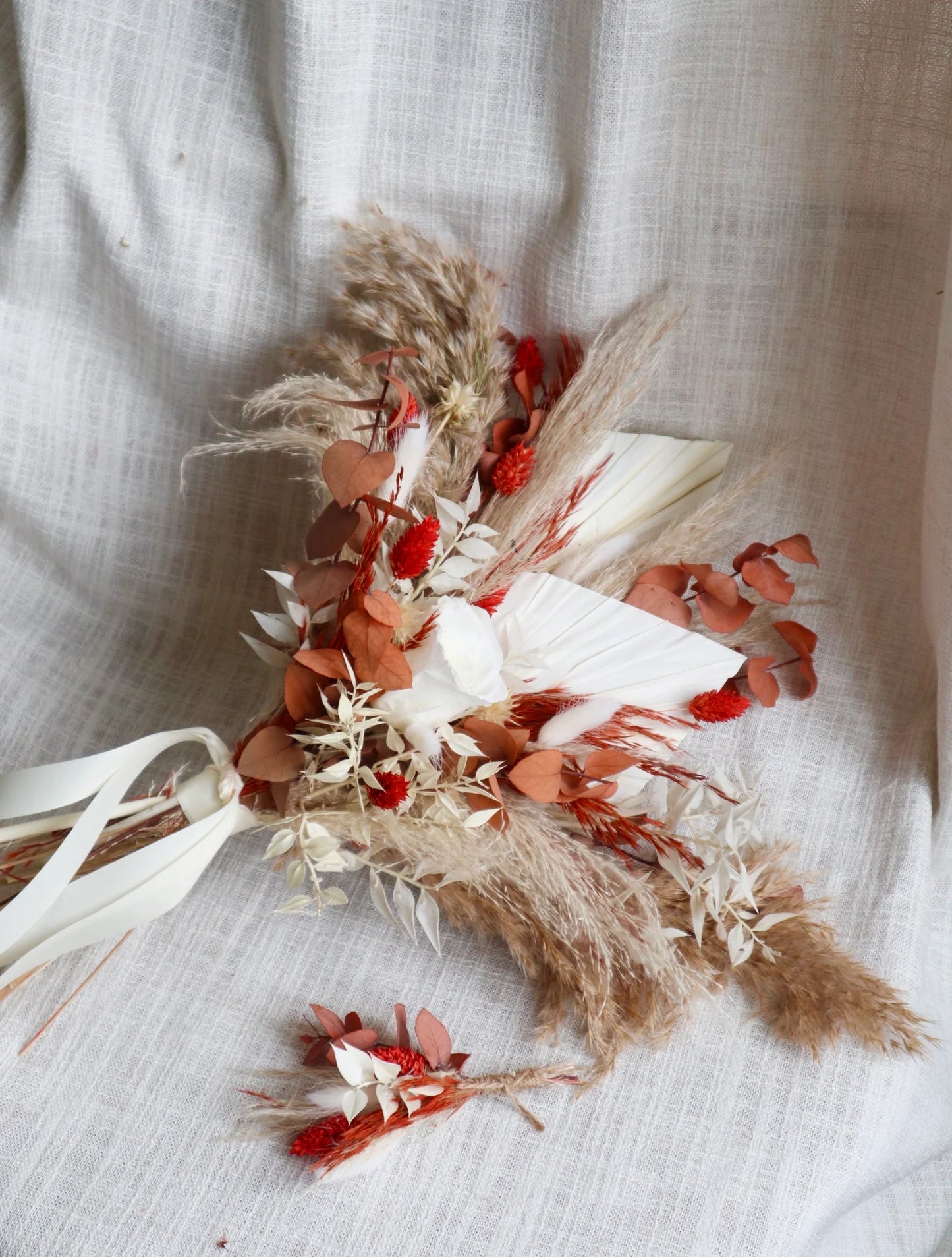 August | Preserved Rose & Burnt Orange Dried Flower Wedding Bouquet