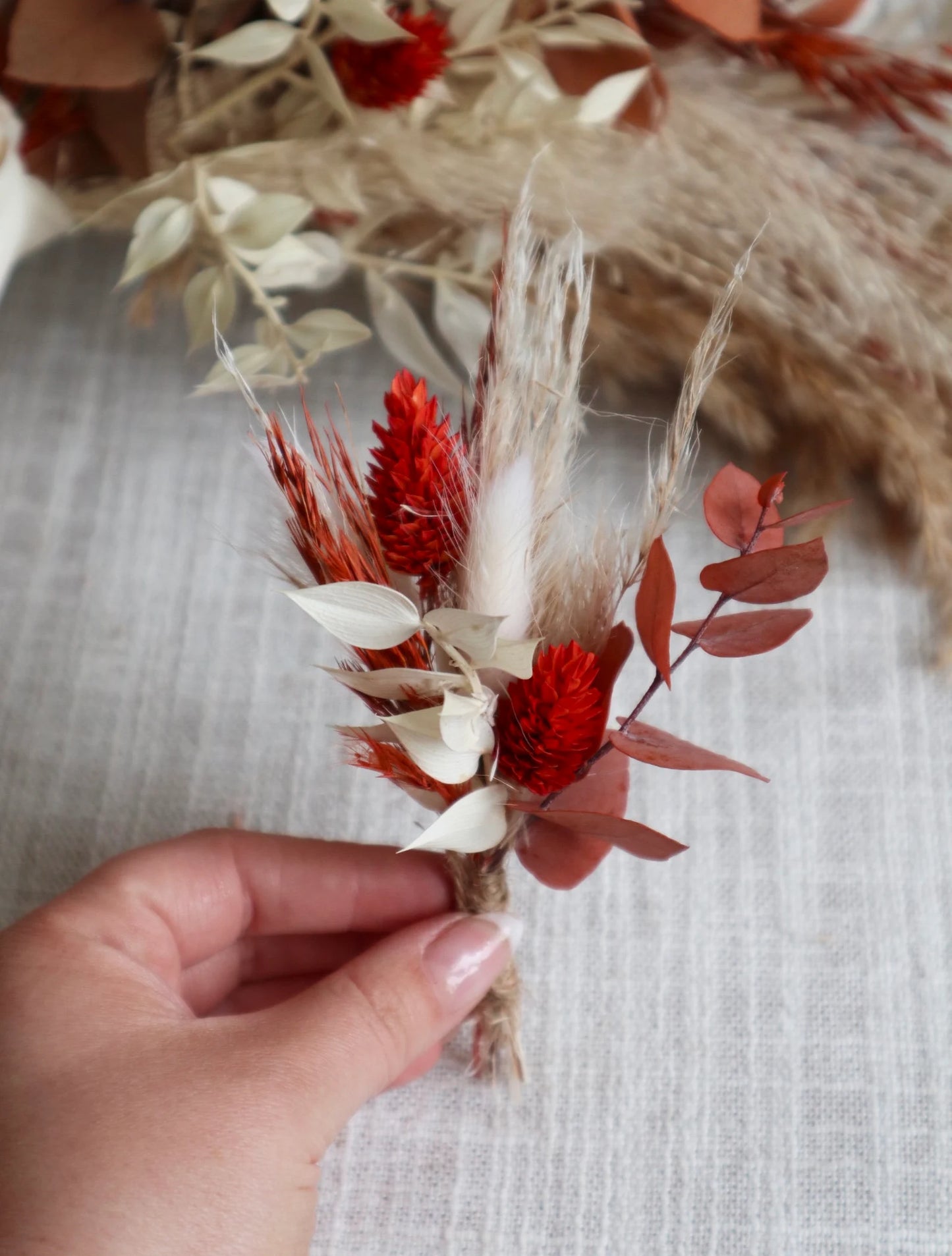 August | Preserved Rose & Burnt Orange Dried Flower Wedding Bouquet