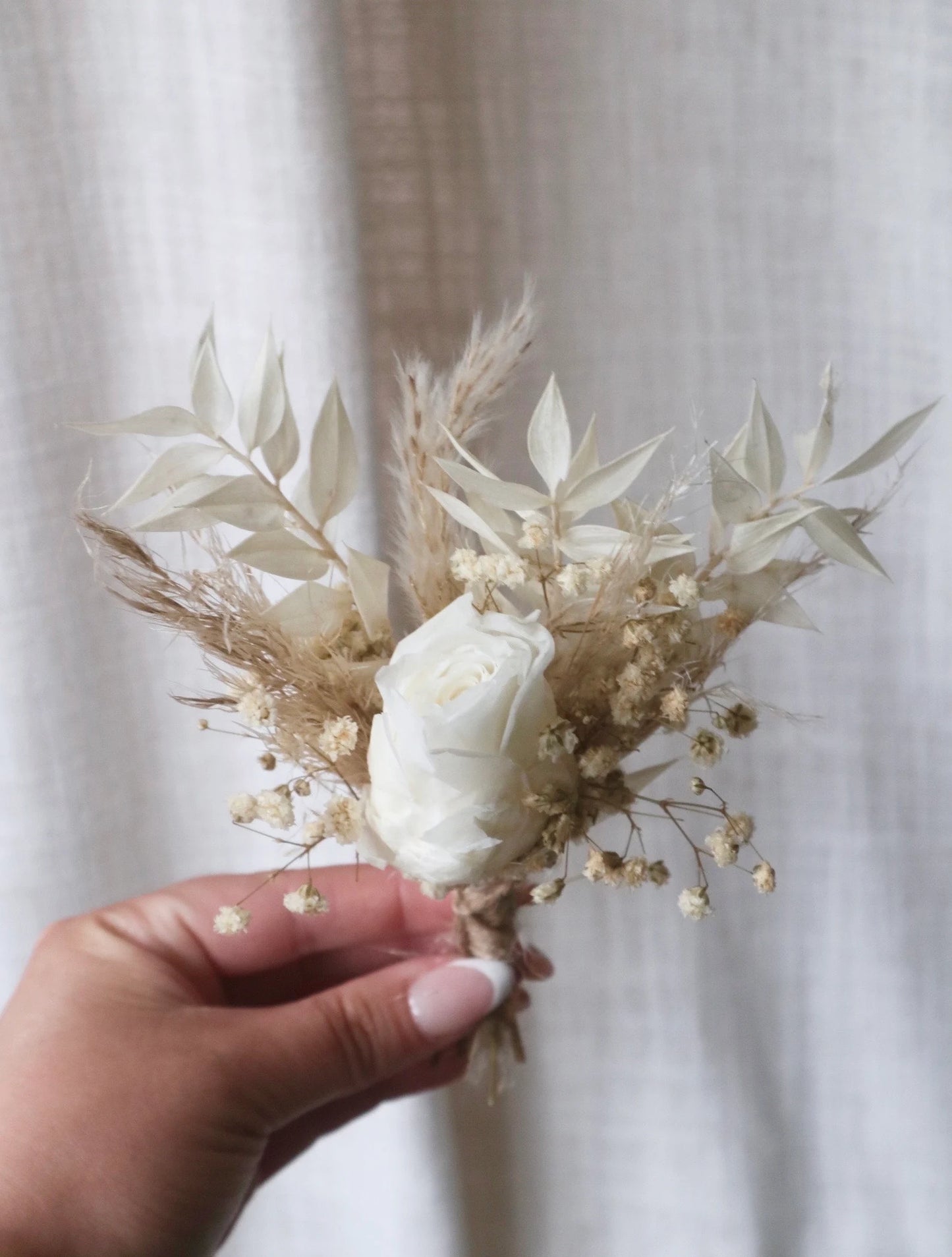 Orla | Luxury Neutral Dried Flower Wedding Bouquets With Dried Roses & White Hydrangeas