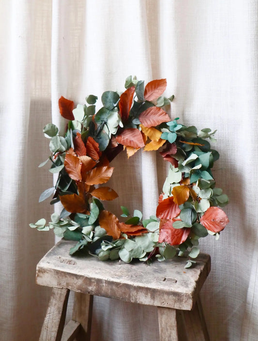 Dried Eucalyptus & Beech Leaf Indoor Wreath