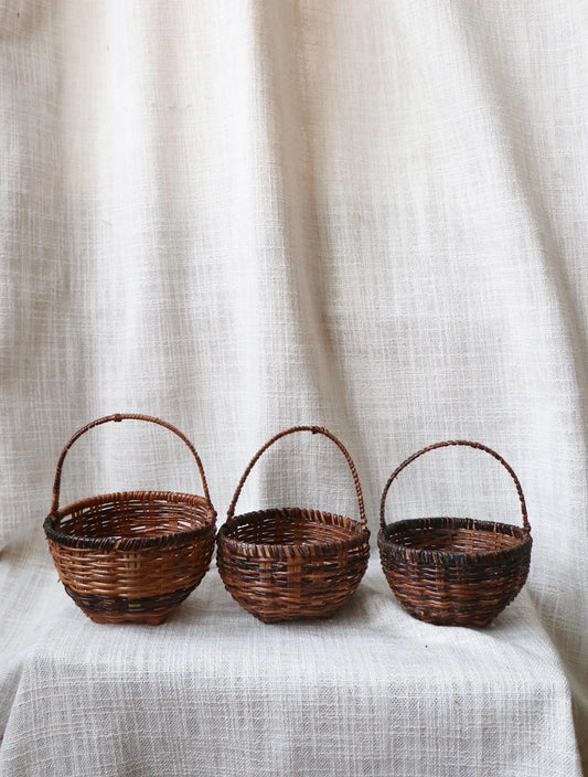 Mini Antique Wicker Baskets | Set of 3