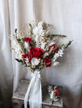 Fiona | Green Eucalyptus & Red Rose Dried Flower Bouquet