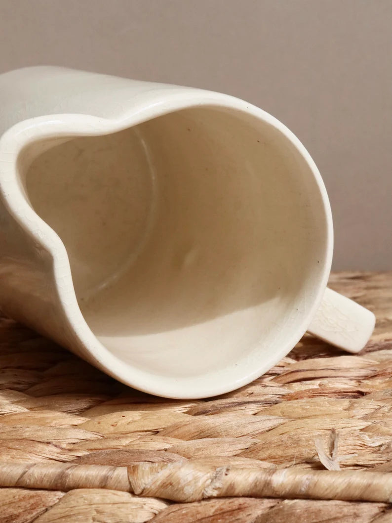 Vintage Ivory Ceramic Glazed Jug