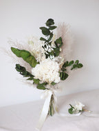 Dried Eucalyptus & Hydrangea Wedding Bouquets
